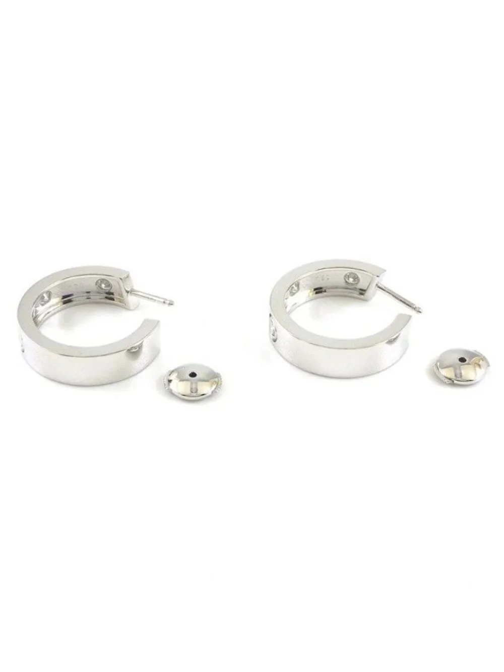 Cartier Earrings Love Hoop Diamond 18k White Gold